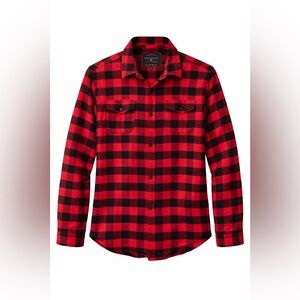 Men's Red and Black Plaid Casual Button Down Shirt. Size M